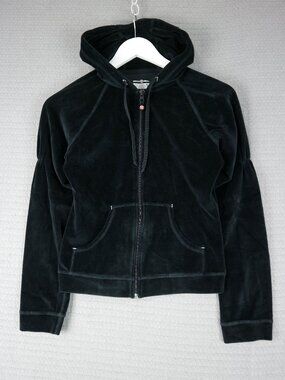 Lululemon Athletica Vintage Black Velour Zip Up Jacket Womens Size 8
